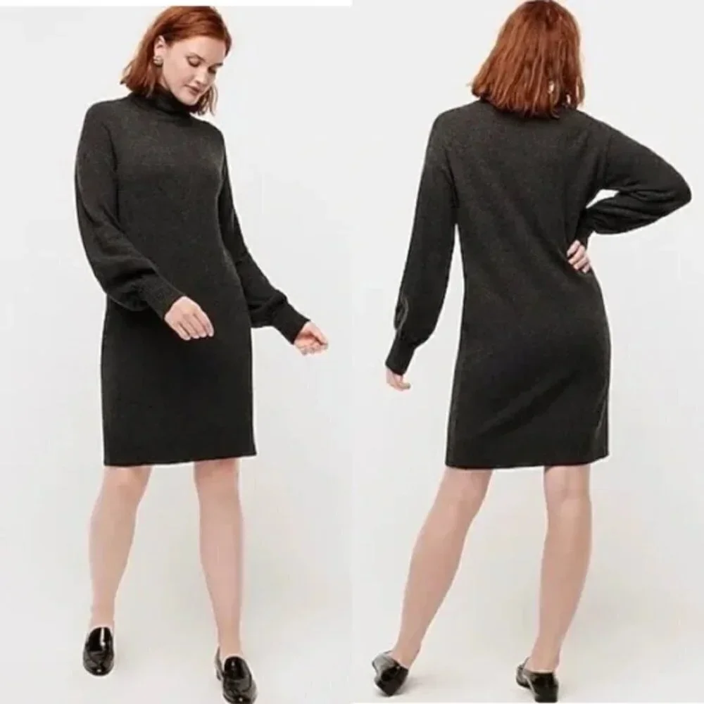 JCrew Black Turtle Neck sweater Dress in Super soft yarn M